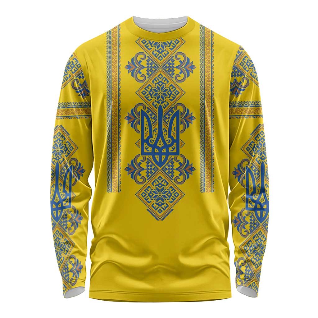 Vyshyvanka Day Long Sleeve Shirt Ukrainian Folk Traditions Pattern Yellow Version