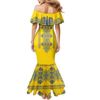 Vyshyvanka Day Mermaid Dress Ukrainian Folk Traditions Pattern Yellow Version