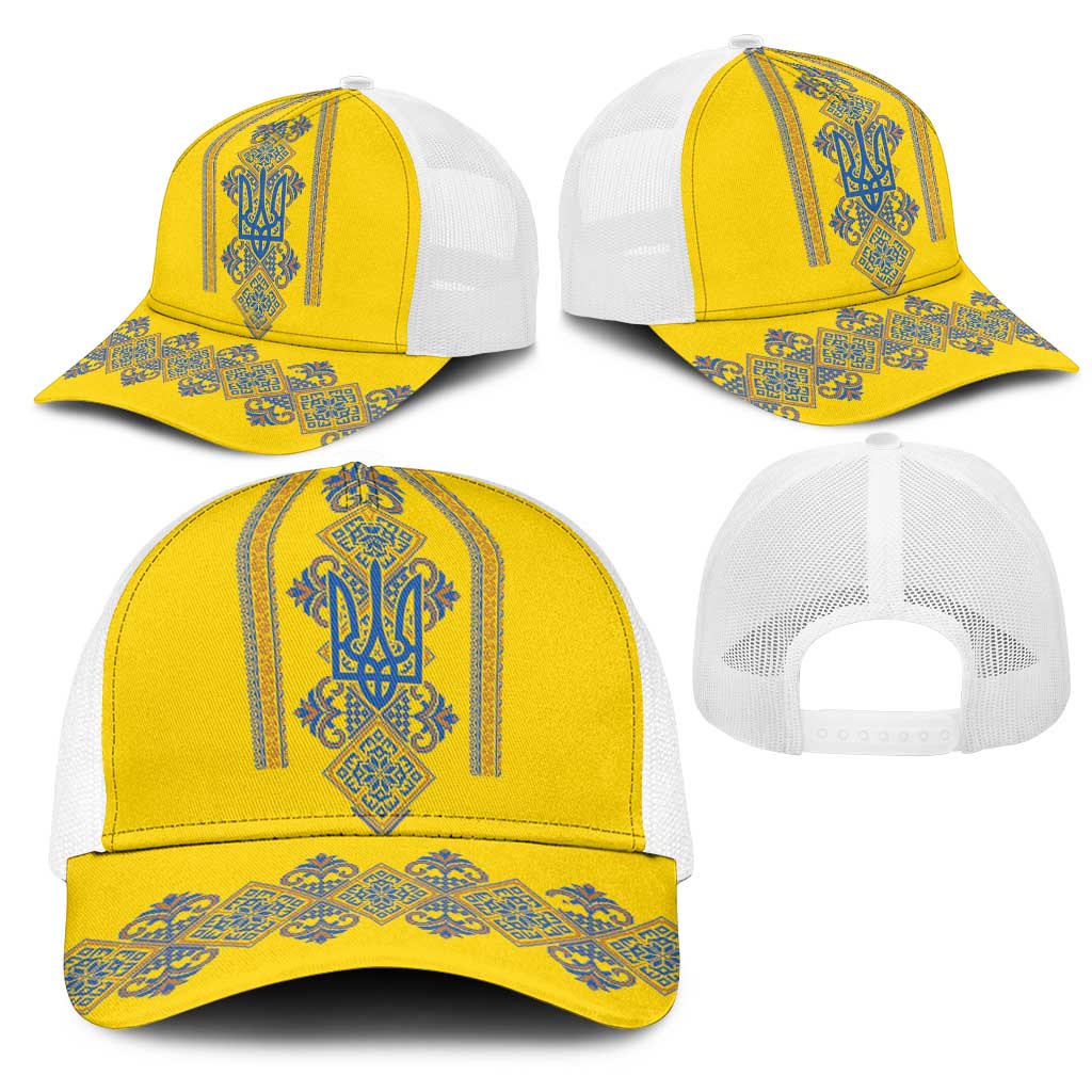 Vyshyvanka Day Mesh Trucker Cap Ukrainian Folk Traditions Pattern Yellow Version