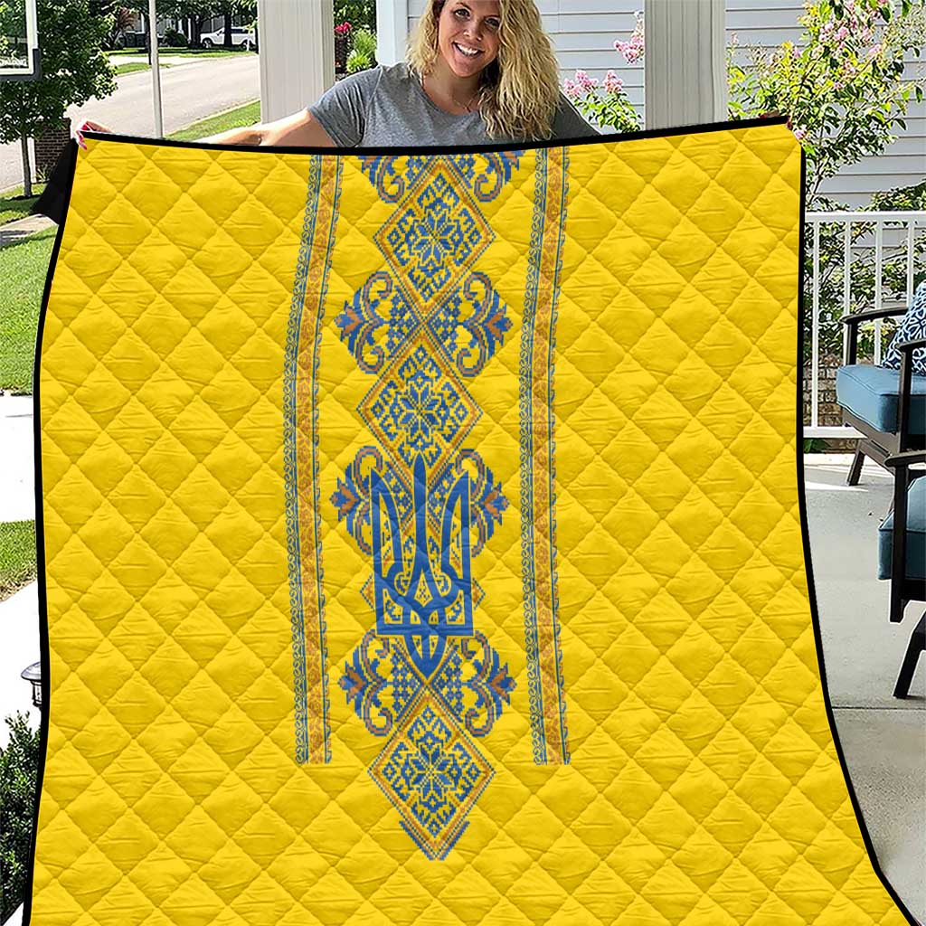 Vyshyvanka Day Quilt Ukrainian Folk Traditions Pattern Yellow Version