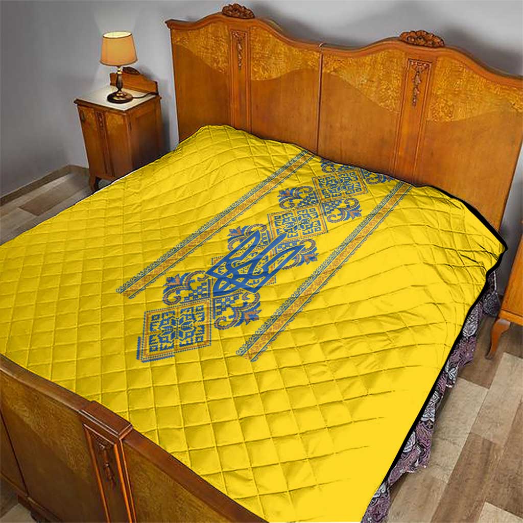 Vyshyvanka Day Quilt Ukrainian Folk Traditions Pattern Yellow Version