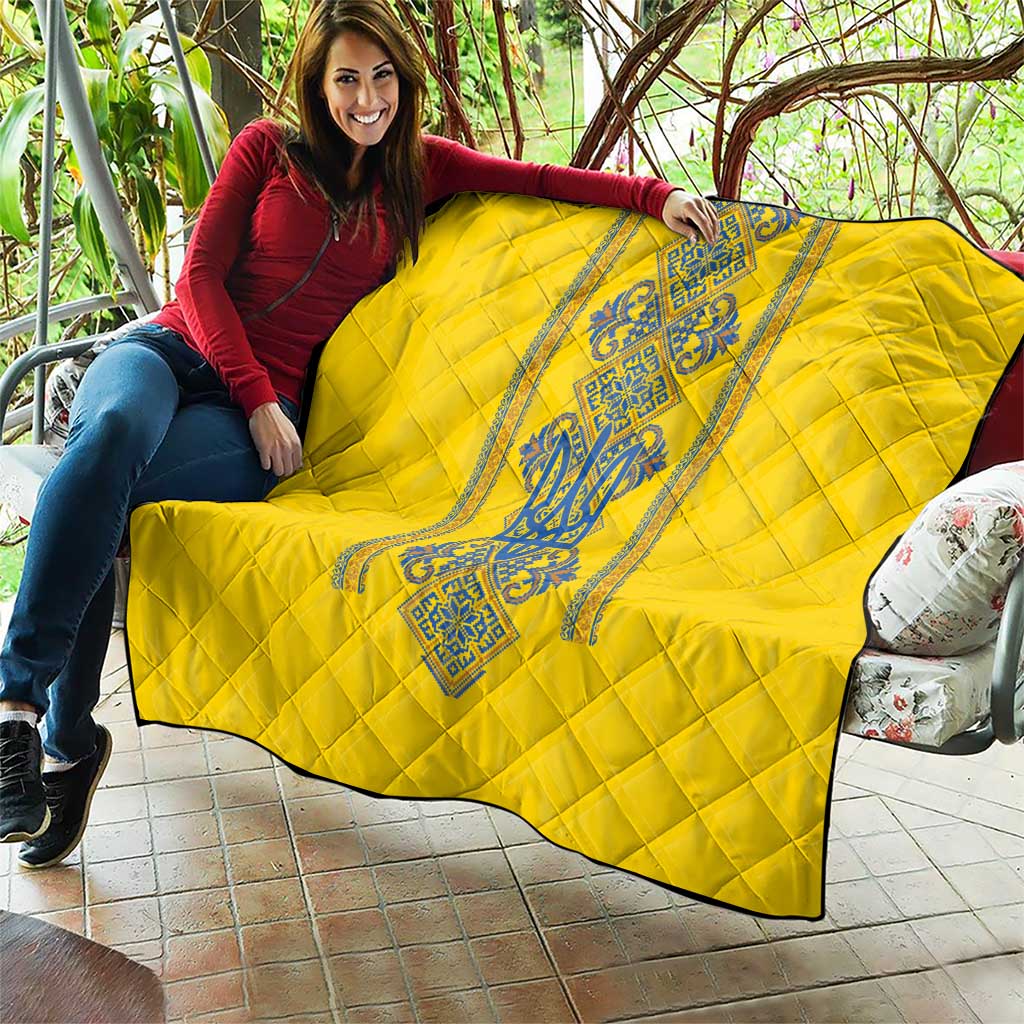 Vyshyvanka Day Quilt Ukrainian Folk Traditions Pattern Yellow Version