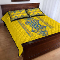 Vyshyvanka Day Quilt Bed Set Ukrainian Folk Traditions Pattern Yellow Version