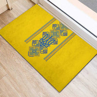 Vyshyvanka Day Rubber Doormat Ukrainian Folk Traditions Pattern Yellow Version