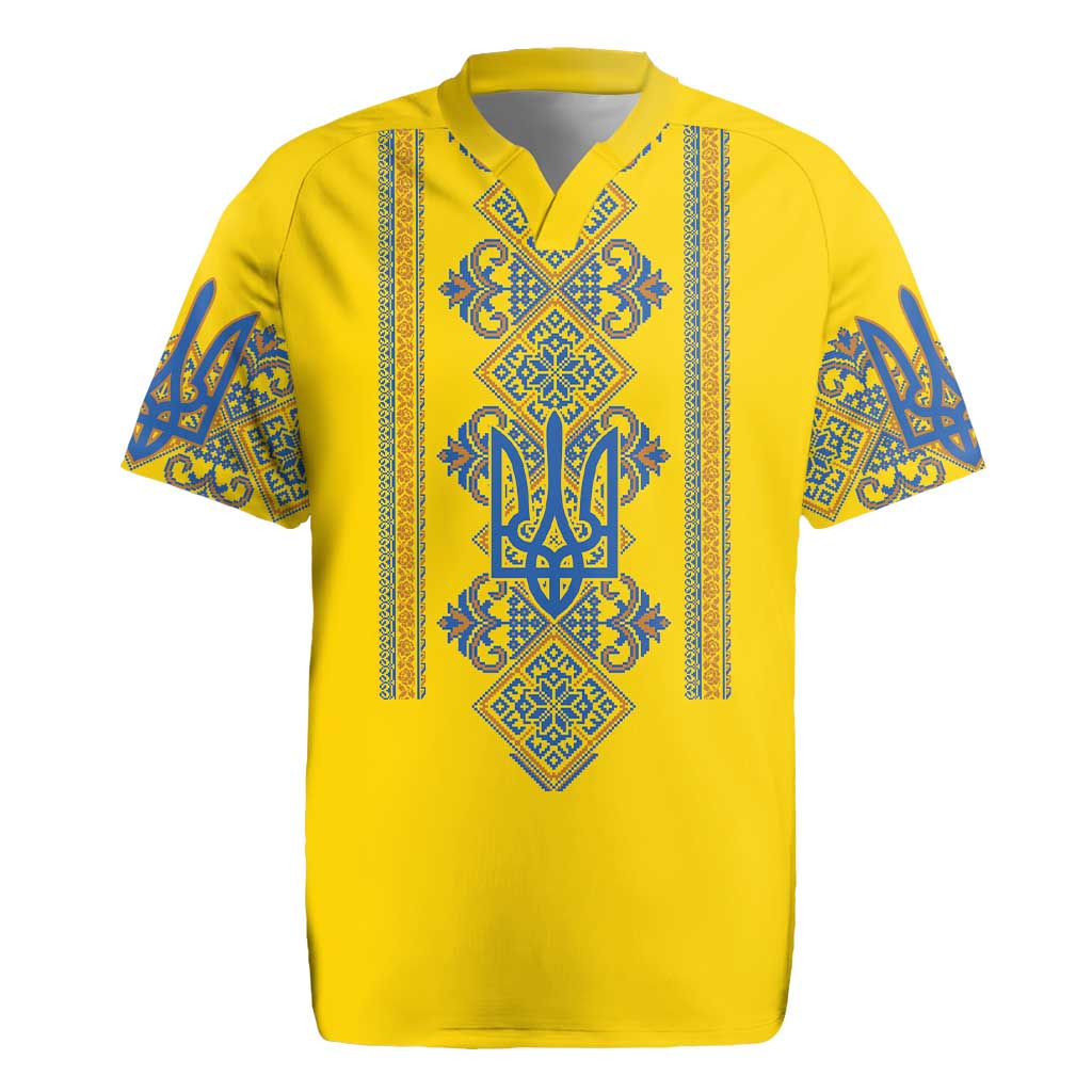 Vyshyvanka Day Rugby Jersey Ukrainian Folk Traditions Pattern Yellow Version