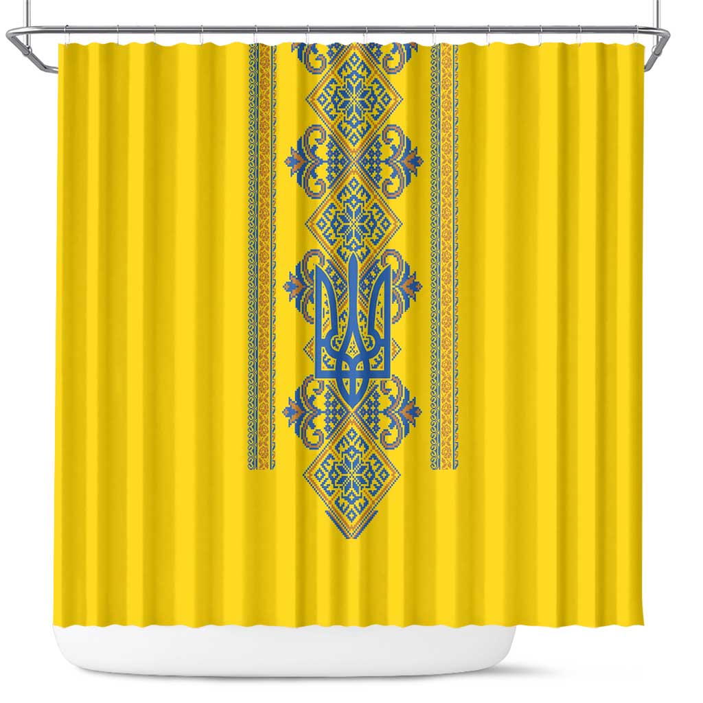 Vyshyvanka Day Shower Curtain Ukrainian Folk Traditions Pattern Yellow Version