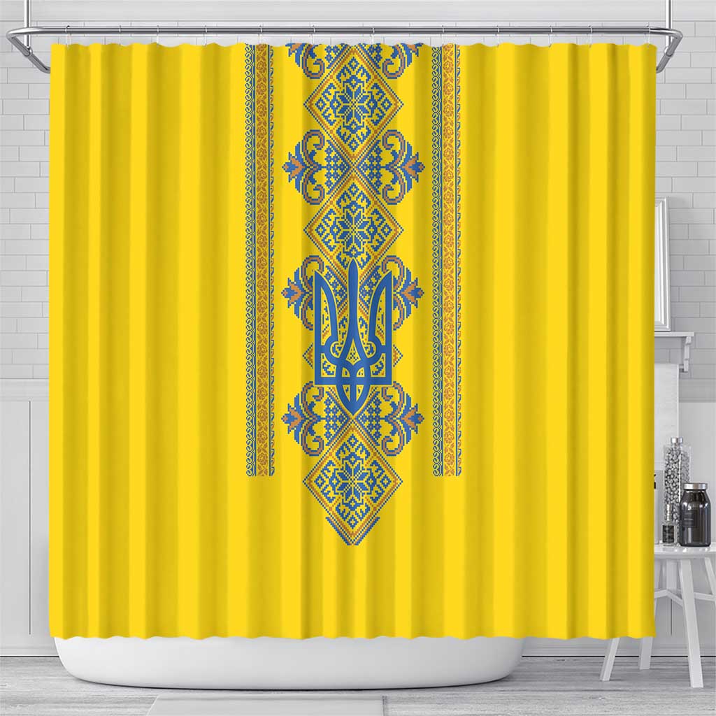 Vyshyvanka Day Shower Curtain Ukrainian Folk Traditions Pattern Yellow Version