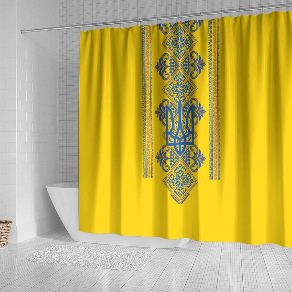 Vyshyvanka Day Shower Curtain Ukrainian Folk Traditions Pattern Yellow Version