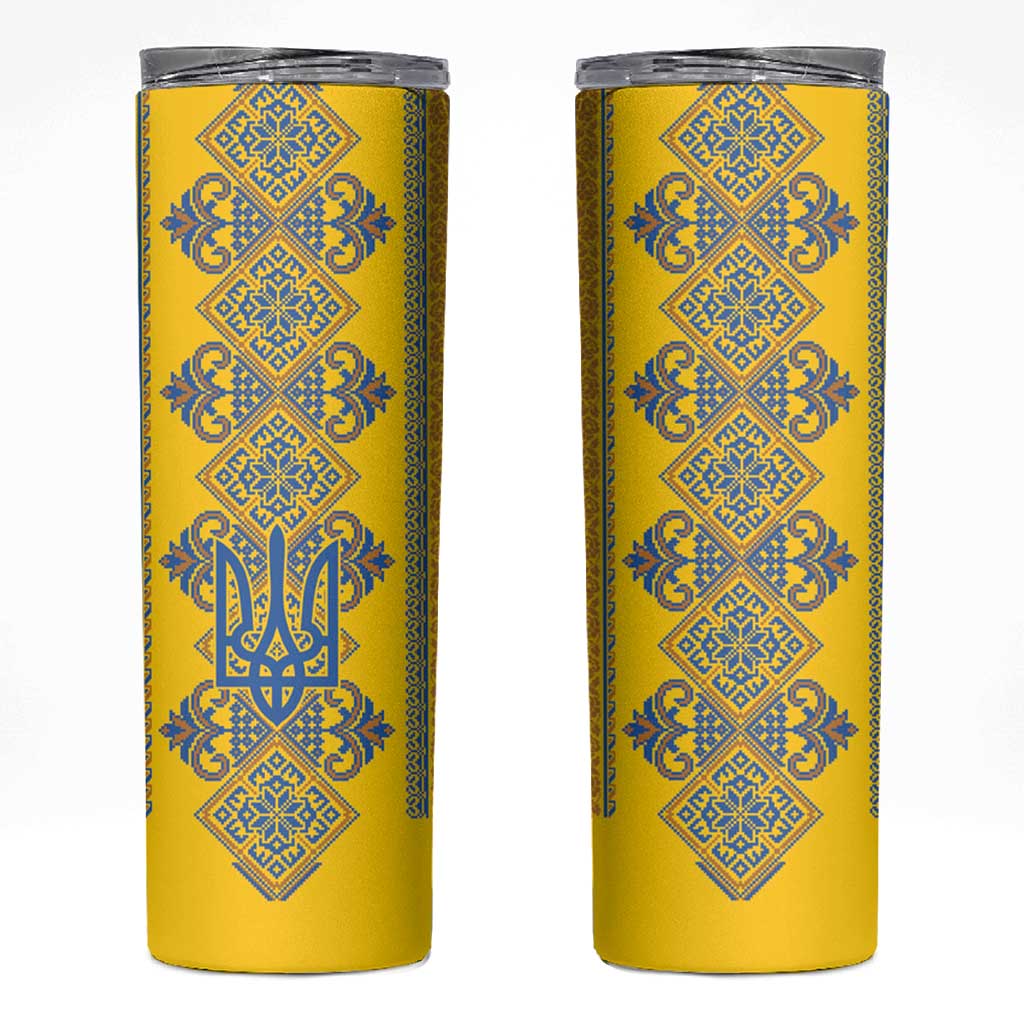 Vyshyvanka Day Skinny Tumbler Ukrainian Folk Traditions Pattern Yellow Version