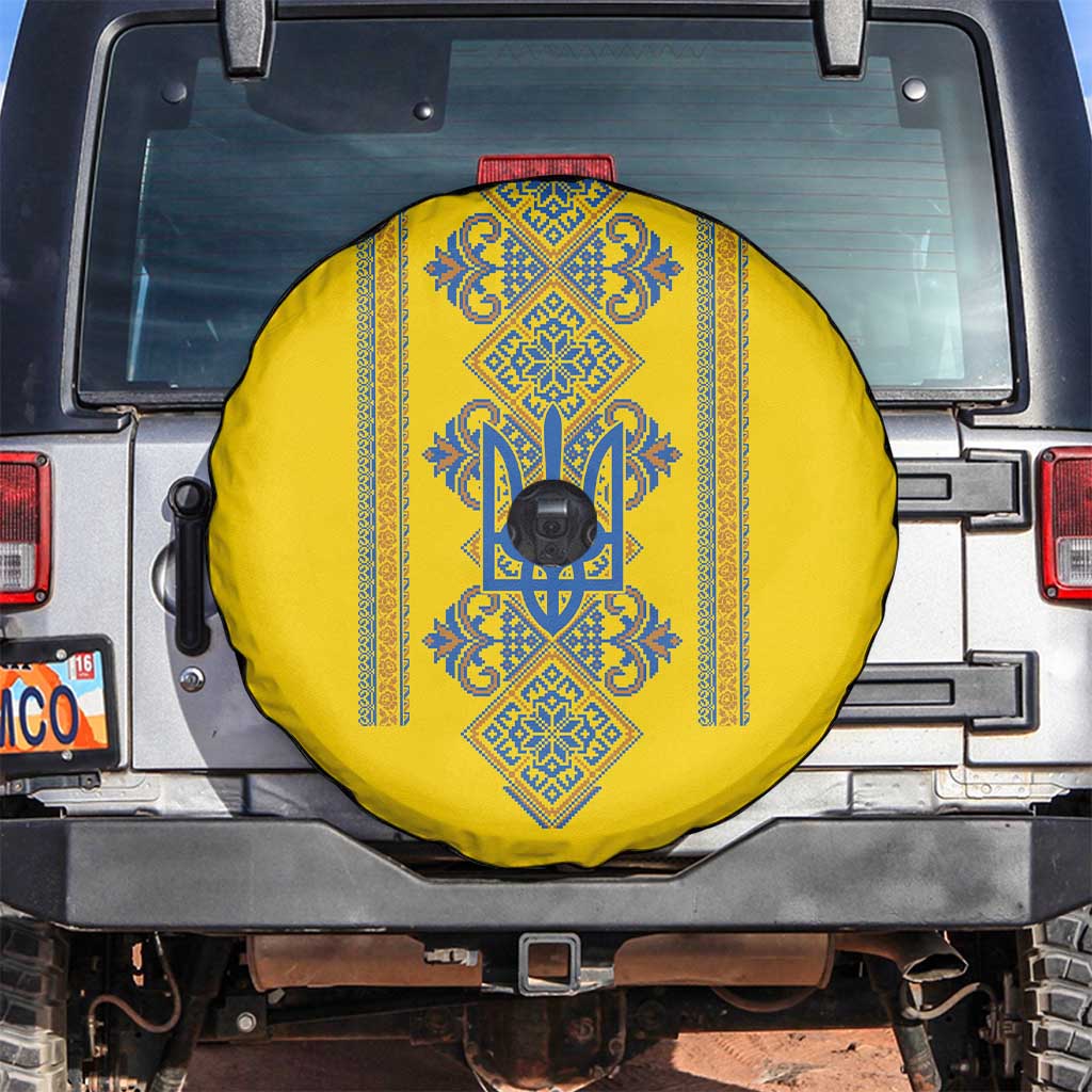 Vyshyvanka Day Spare Tire Cover Ukrainian Folk Traditions Pattern Yellow Version