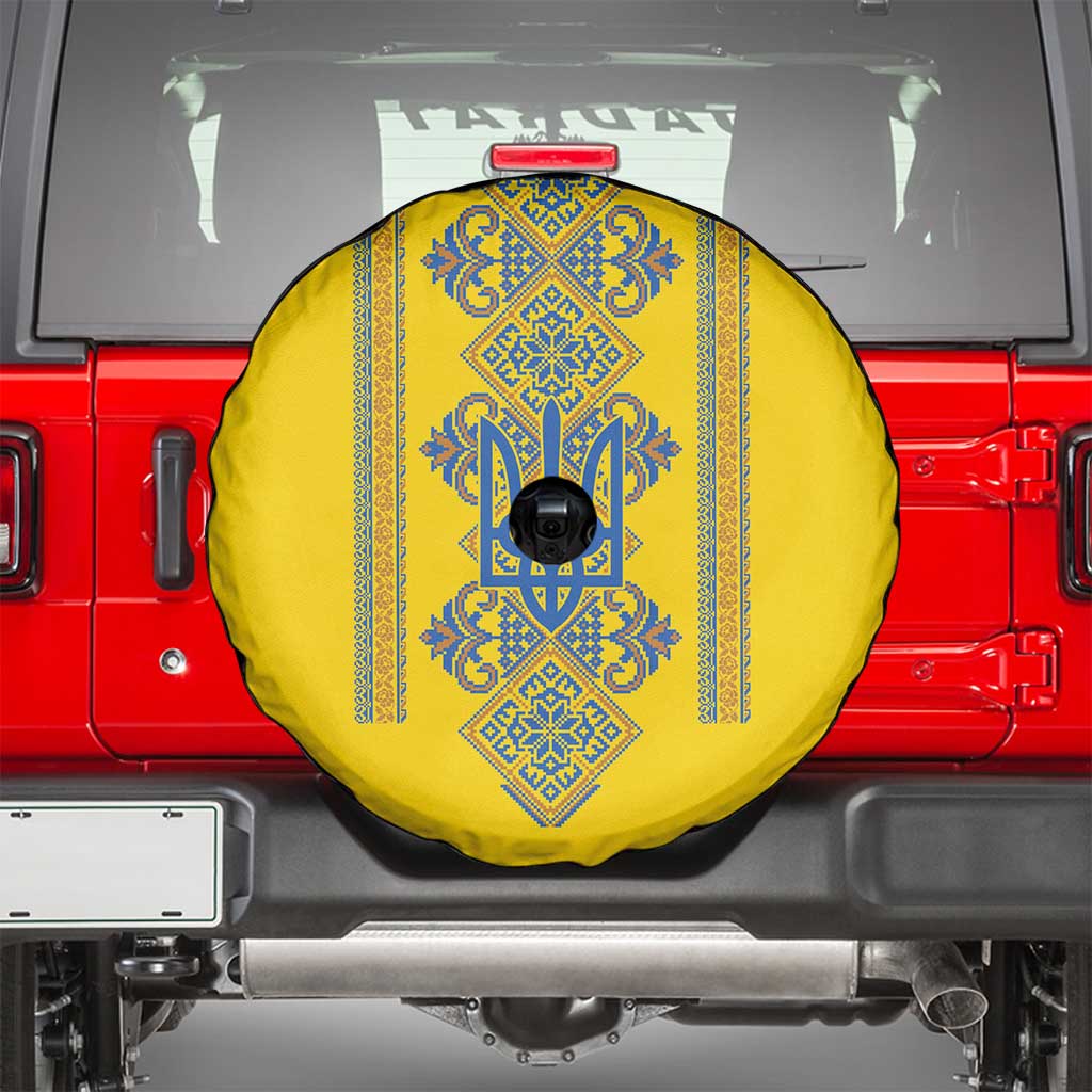 Vyshyvanka Day Spare Tire Cover Ukrainian Folk Traditions Pattern Yellow Version