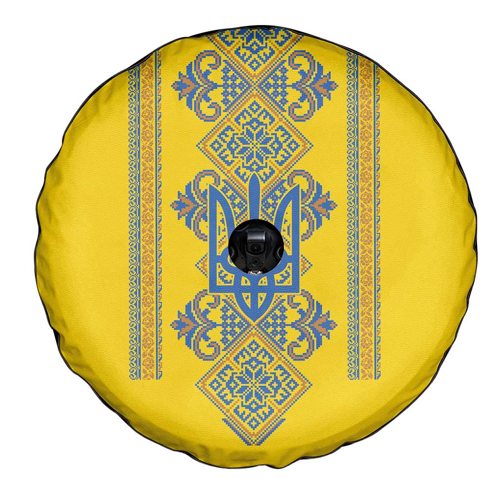 Vyshyvanka Day Spare Tire Cover Ukrainian Folk Traditions Pattern Yellow Version