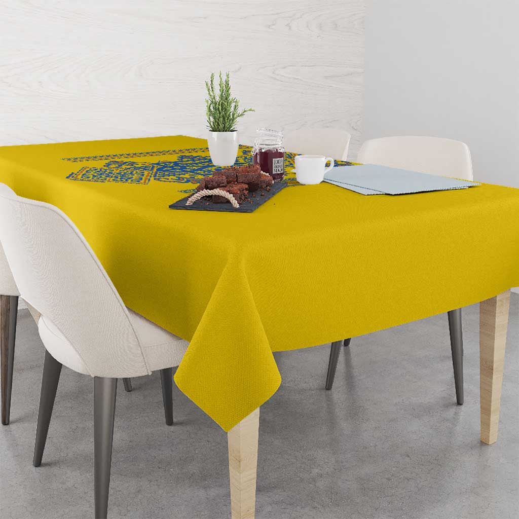 Vyshyvanka Day Tablecloth Ukrainian Folk Traditions Pattern Yellow Version