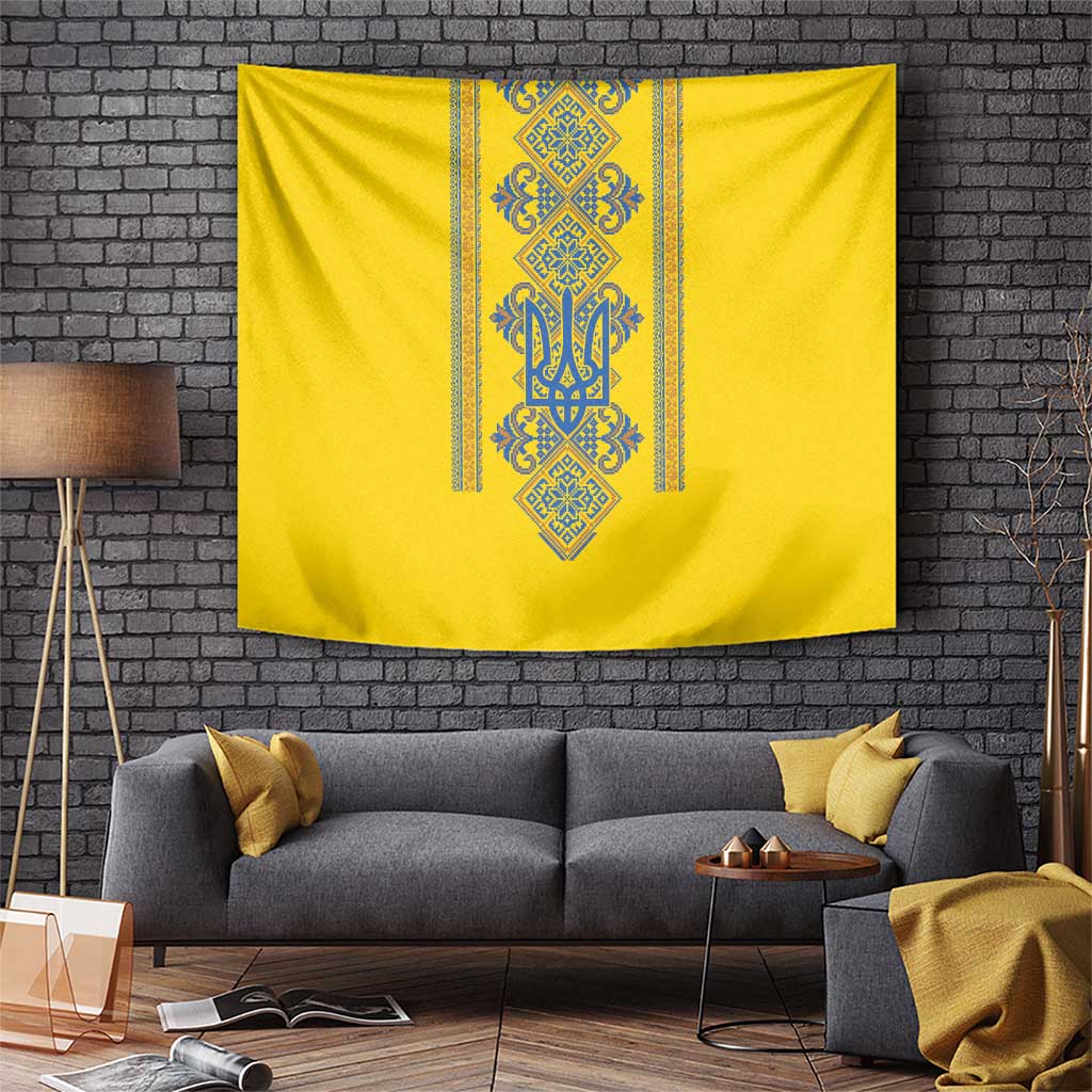 Vyshyvanka Day Tapestry Ukrainian Folk Traditions Pattern Yellow Version