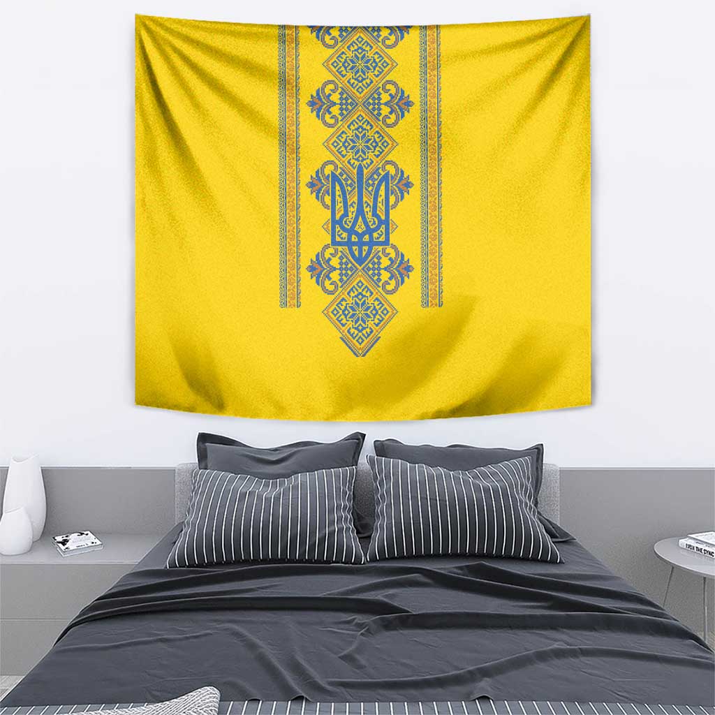 Vyshyvanka Day Tapestry Ukrainian Folk Traditions Pattern Yellow Version