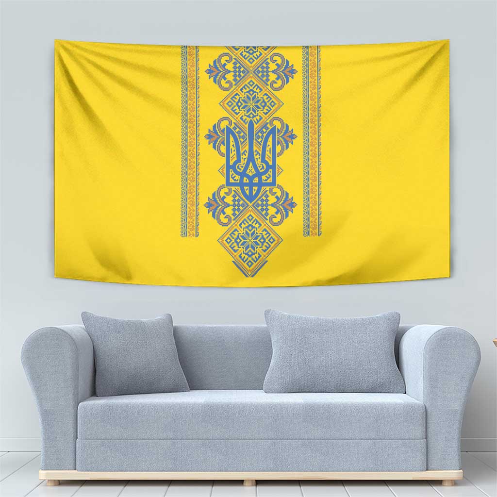 Vyshyvanka Day Tapestry Ukrainian Folk Traditions Pattern Yellow Version