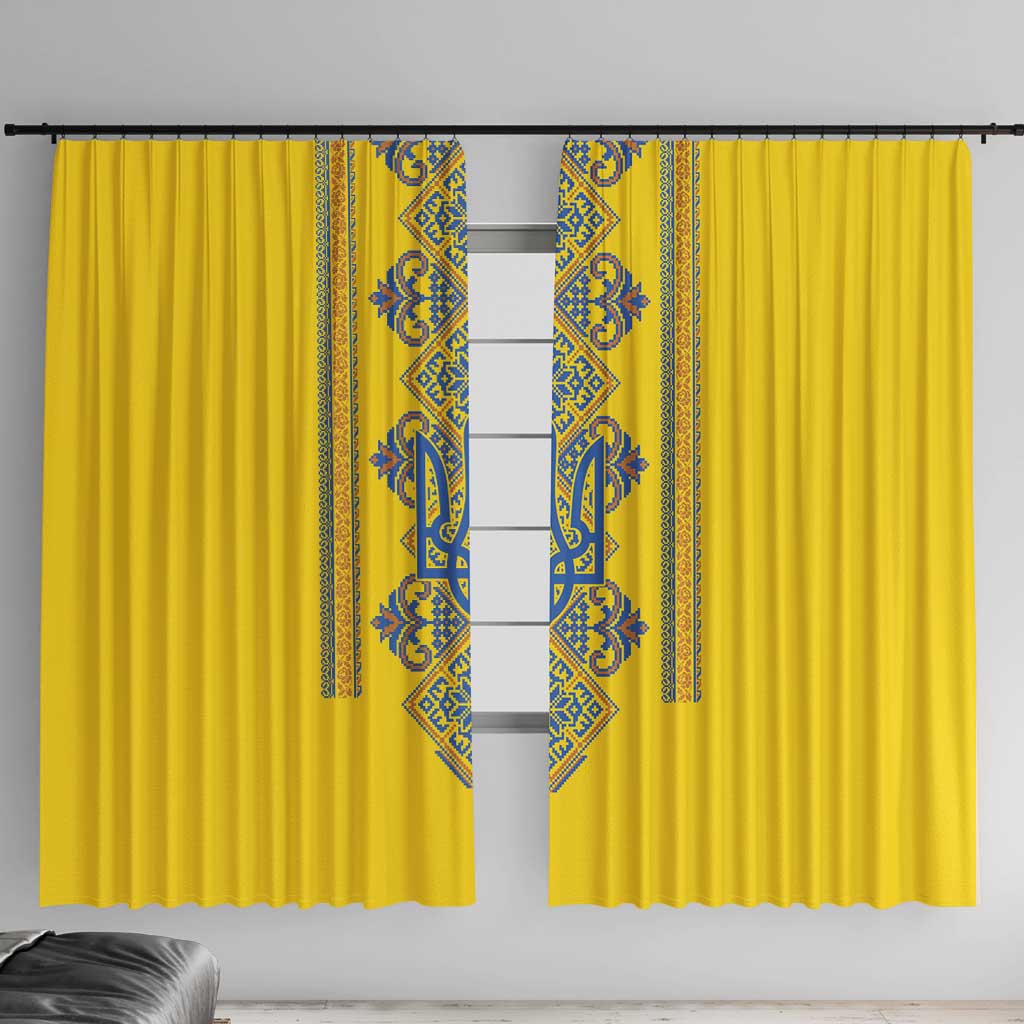 Vyshyvanka Day Window Curtain Ukrainian Folk Traditions Pattern Yellow Version