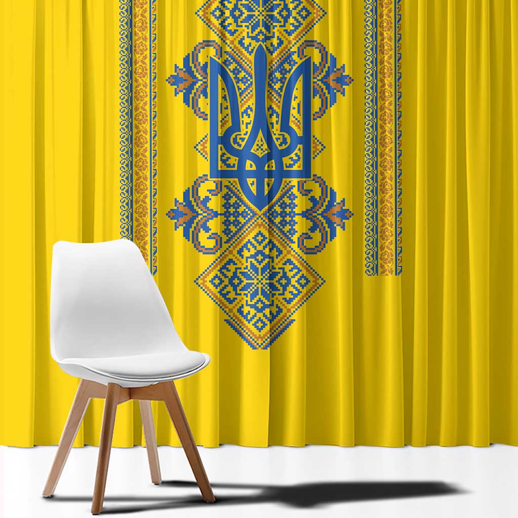Vyshyvanka Day Window Curtain Ukrainian Folk Traditions Pattern Yellow Version