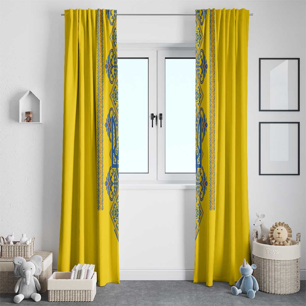 Vyshyvanka Day Window Curtain Ukrainian Folk Traditions Pattern Yellow Version