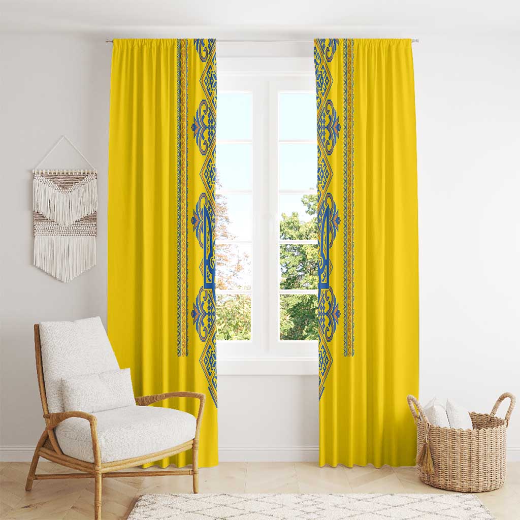 Vyshyvanka Day Window Curtain Ukrainian Folk Traditions Pattern Yellow Version