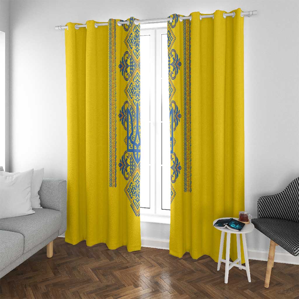 Vyshyvanka Day Window Curtain Ukrainian Folk Traditions Pattern Yellow Version