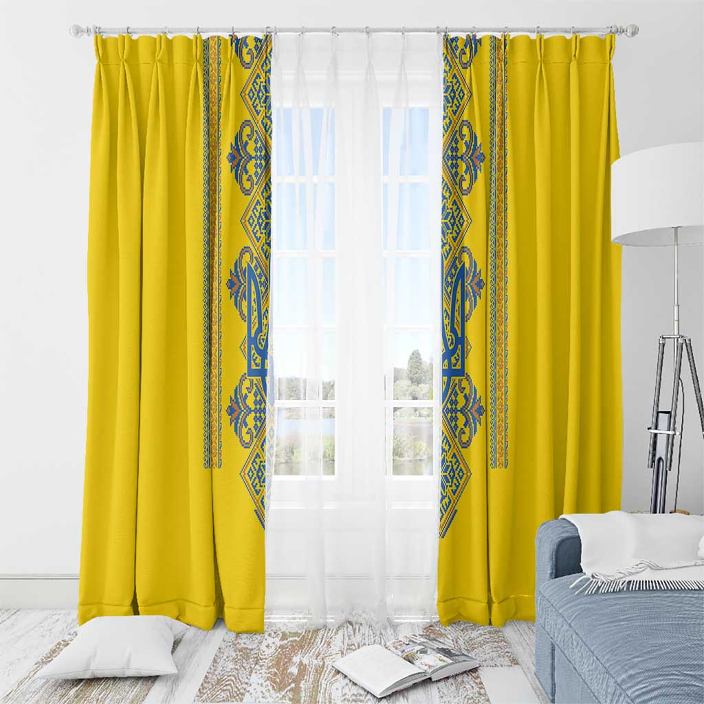 Vyshyvanka Day Window Curtain Ukrainian Folk Traditions Pattern Yellow Version