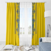 Vyshyvanka Day Window Curtain Ukrainian Folk Traditions Pattern Yellow Version