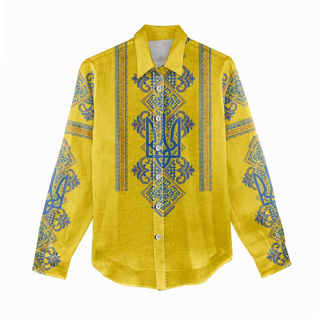 Vyshyvanka Day Women Casual Shirt Ukrainian Folk Traditions Pattern Yellow Version