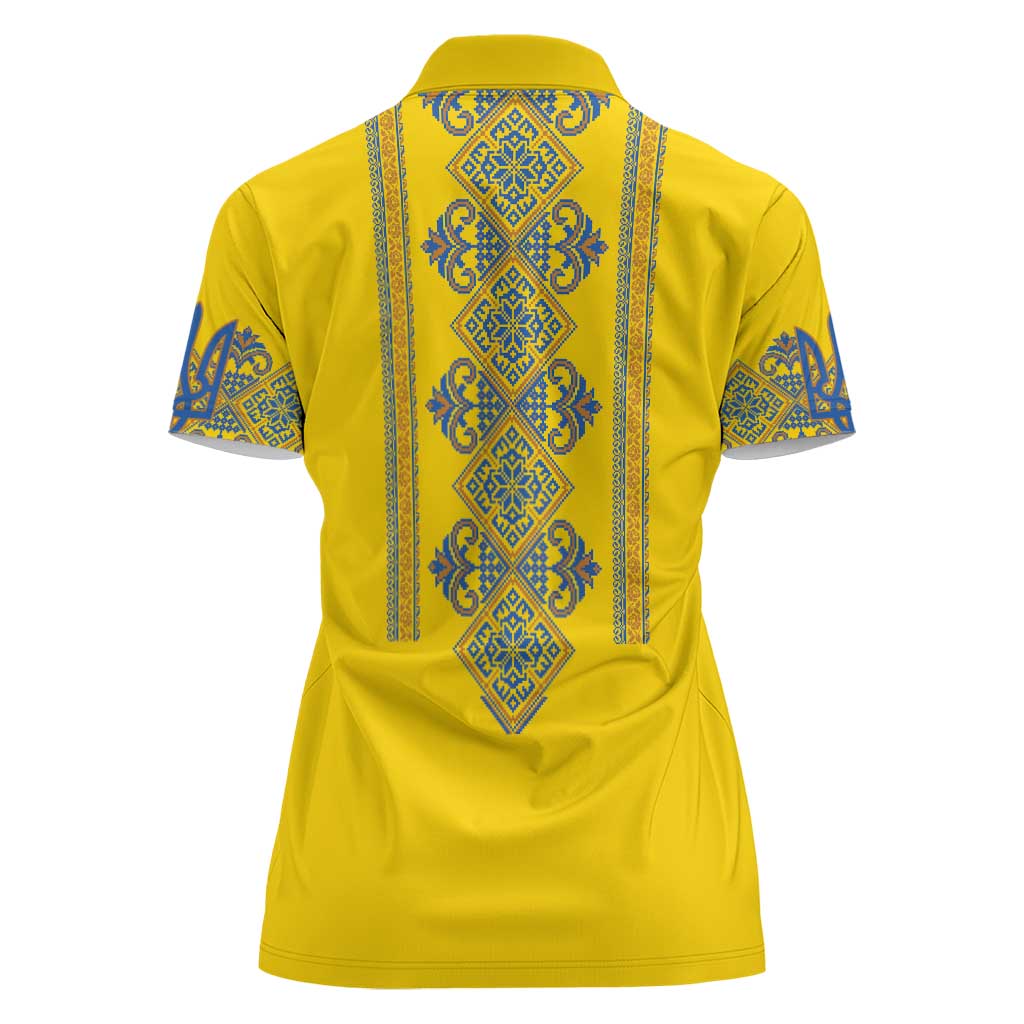Vyshyvanka Day Women Polo Shirt Ukrainian Folk Traditions Pattern Yellow Version