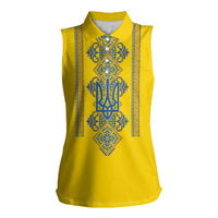 Vyshyvanka Day Women Sleeveless Polo Shirt Ukrainian Folk Traditions Pattern Yellow Version
