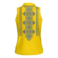 Vyshyvanka Day Women Sleeveless Polo Shirt Ukrainian Folk Traditions Pattern Yellow Version