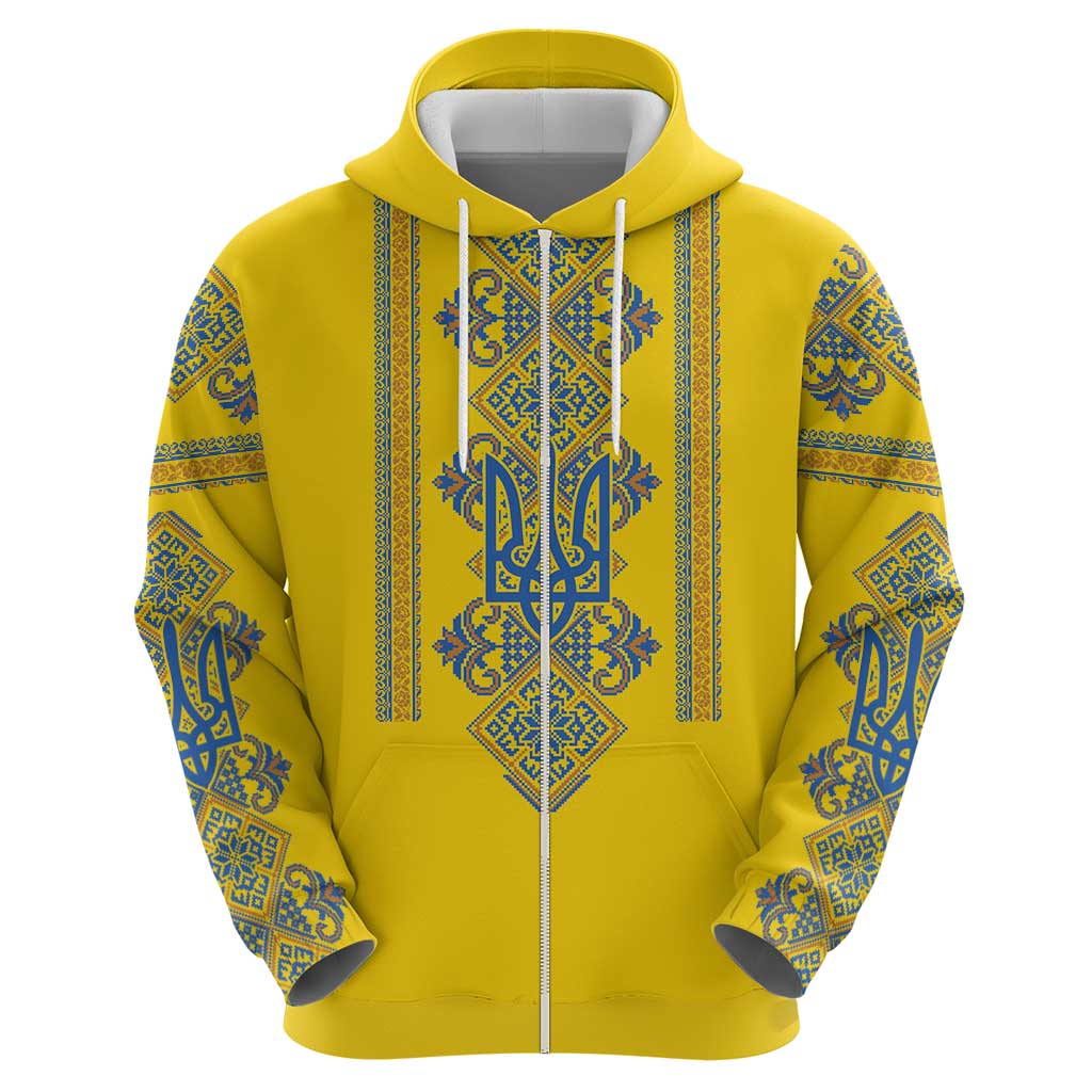 Vyshyvanka Day Zip Hoodie Ukrainian Folk Traditions Pattern Yellow Version