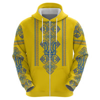 Vyshyvanka Day Zip Hoodie Ukrainian Folk Traditions Pattern Yellow Version