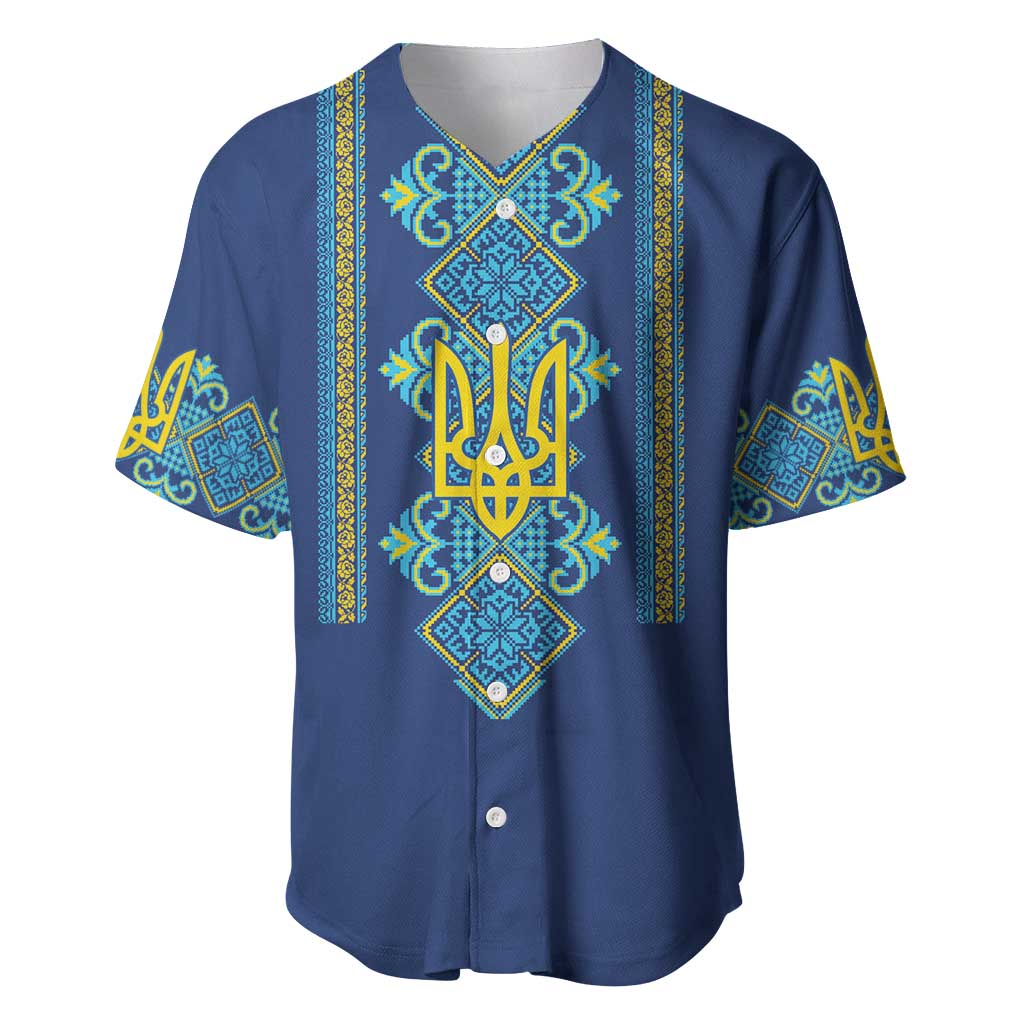 Vyshyvanka Day Baseball Jersey Ukrainian Folk Traditions Pattern Blue Version