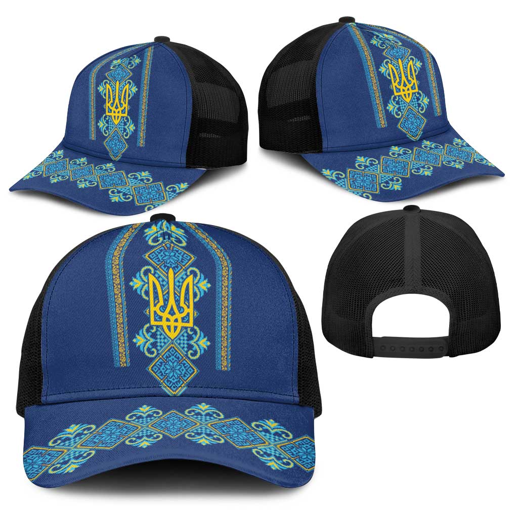 Vyshyvanka Day Baseball Net Cap Ukrainian Folk Traditions Pattern Blue Version