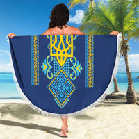 Vyshyvanka Day Beach Blanket Ukrainian Folk Traditions Pattern Blue Version