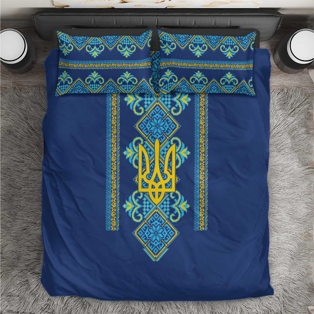 Vyshyvanka Day Bedding Set Ukrainian Folk Traditions Pattern Blue Version