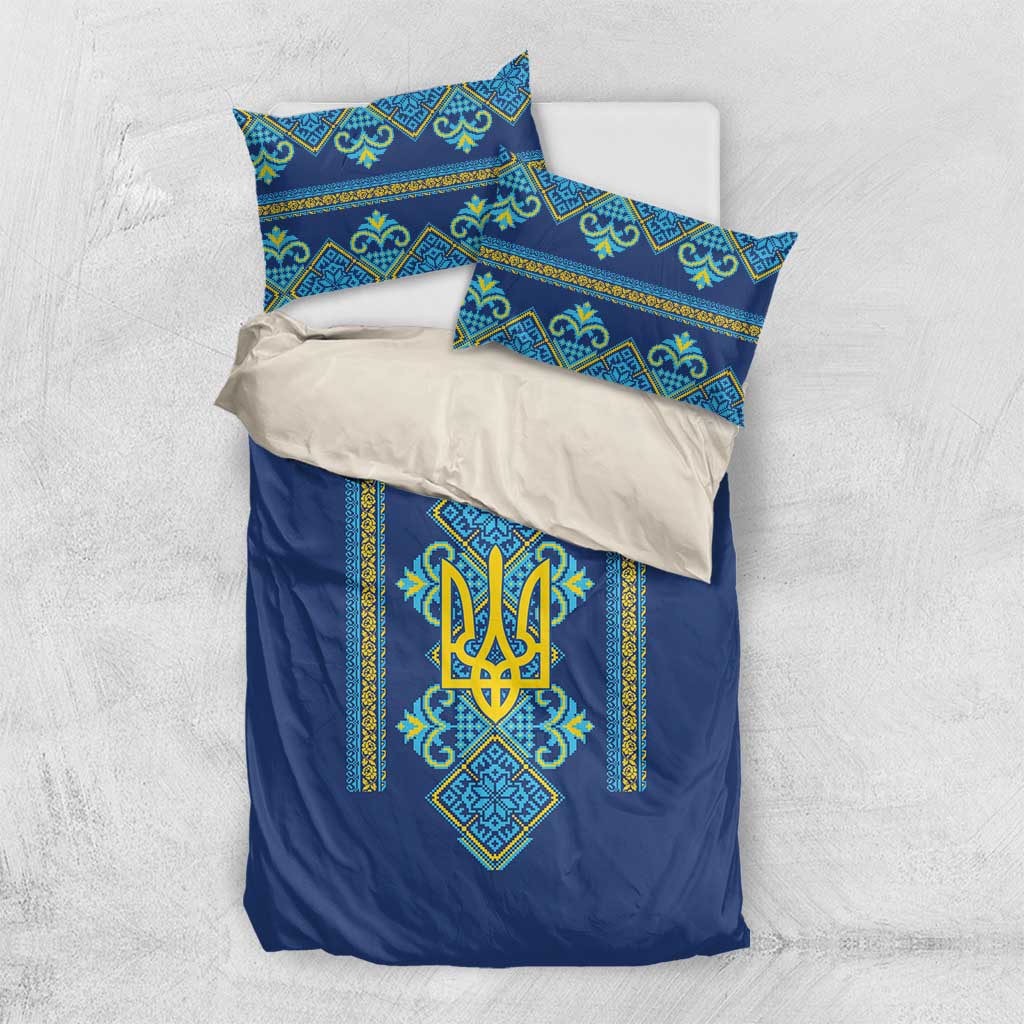 Vyshyvanka Day Bedding Set Ukrainian Folk Traditions Pattern Blue Version