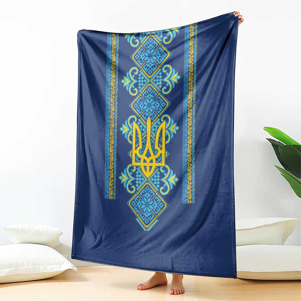 Vyshyvanka Day Blanket Ukrainian Folk Traditions Pattern Blue Version