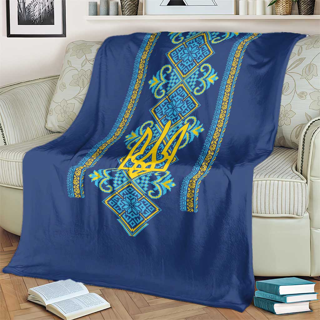 Vyshyvanka Day Blanket Ukrainian Folk Traditions Pattern Blue Version