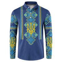 Vyshyvanka Day Button Sweatshirt Ukrainian Folk Traditions Pattern Blue Version