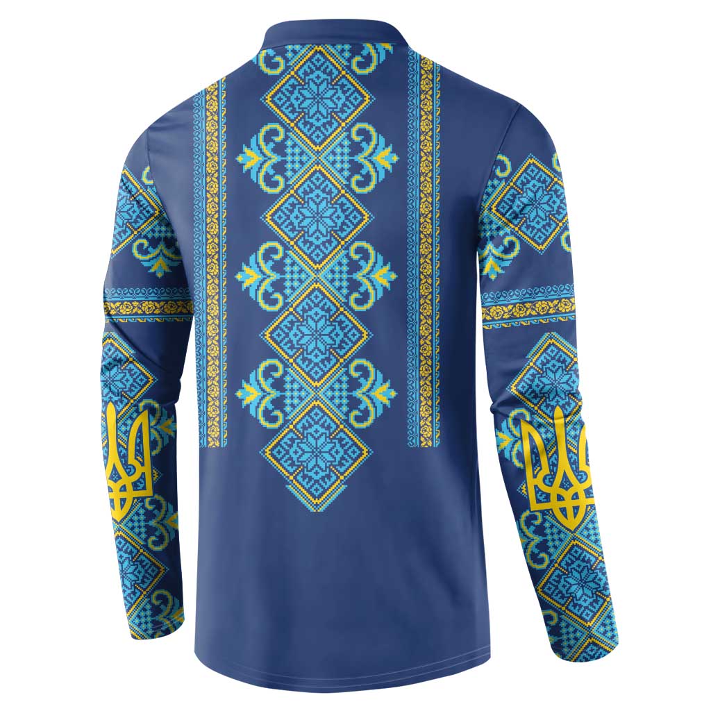 Vyshyvanka Day Button Sweatshirt Ukrainian Folk Traditions Pattern Blue Version