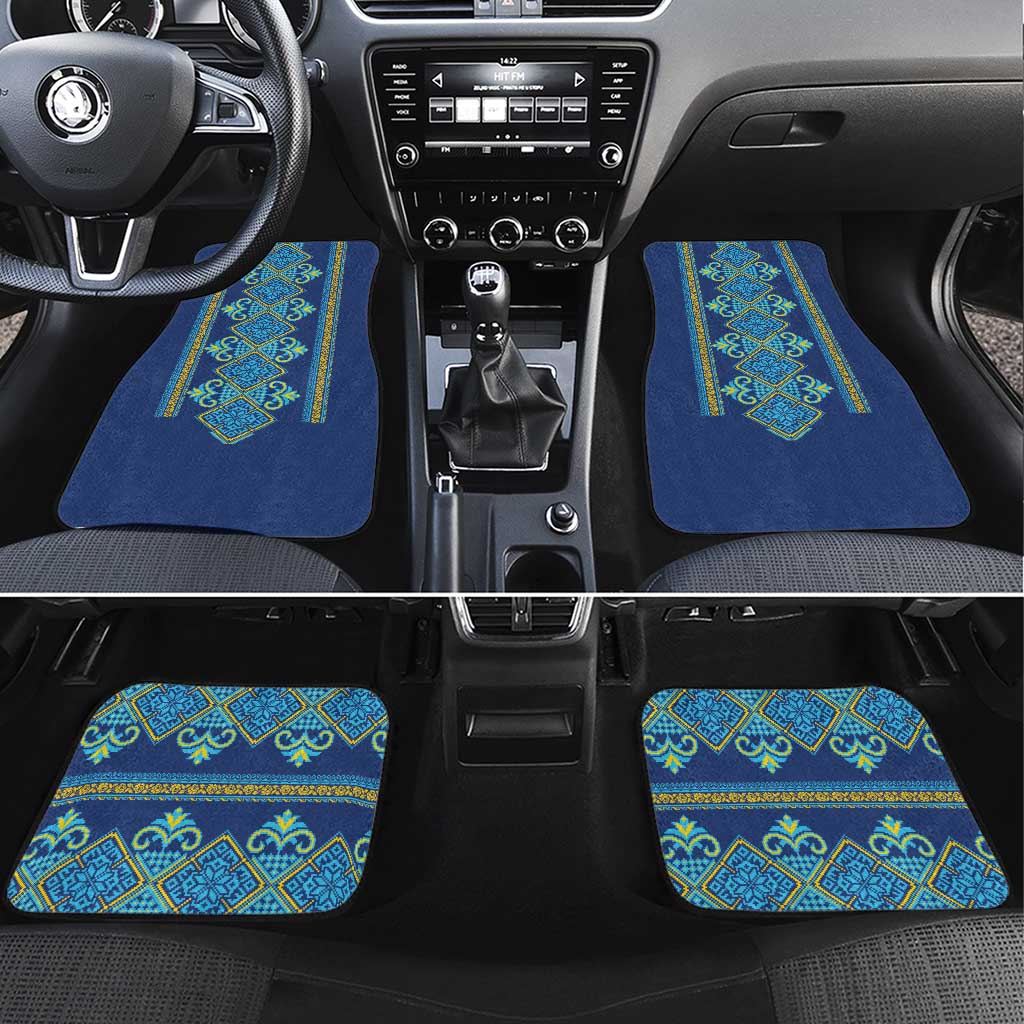Vyshyvanka Day Car Mats Ukrainian Folk Traditions Pattern Blue Version
