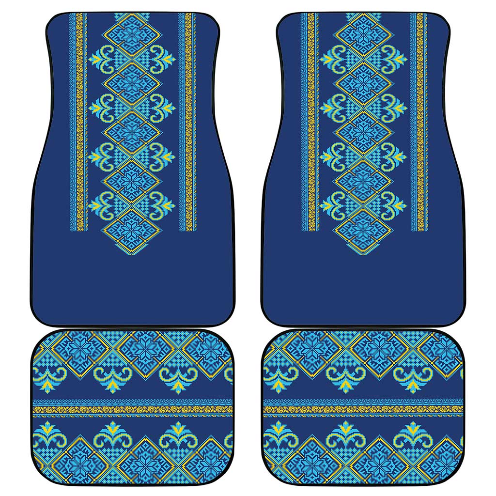 Vyshyvanka Day Car Mats Ukrainian Folk Traditions Pattern Blue Version