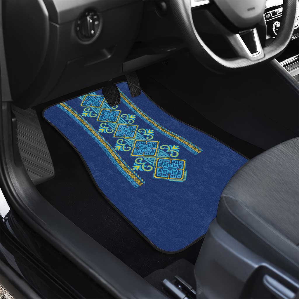 Vyshyvanka Day Car Mats Ukrainian Folk Traditions Pattern Blue Version