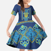 Vyshyvanka Day Family Matching Long Sleeve Bodycon Dress and Hawaiian Shirt Ukrainian Folk Traditions Pattern Blue Version