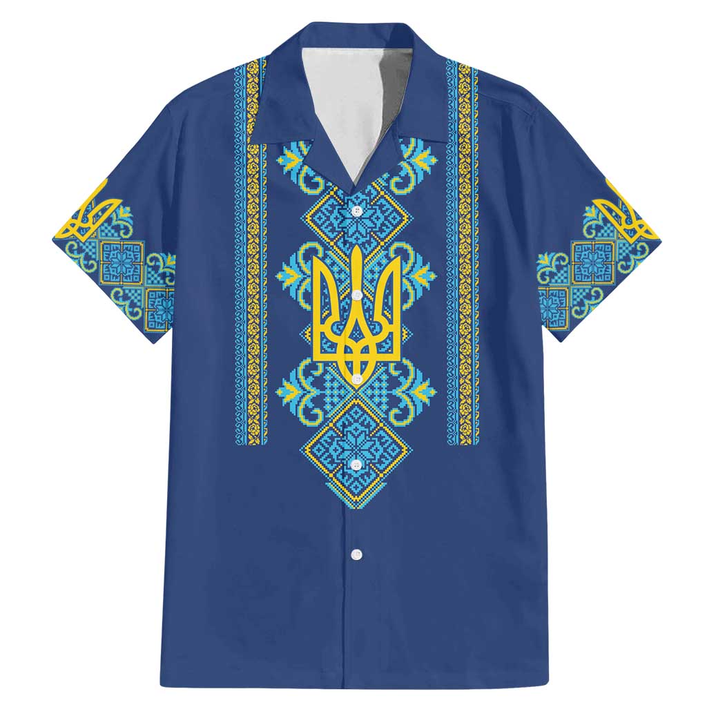 Vyshyvanka Day Family Matching Mermaid Dress and Hawaiian Shirt Ukrainian Folk Traditions Pattern Blue Version