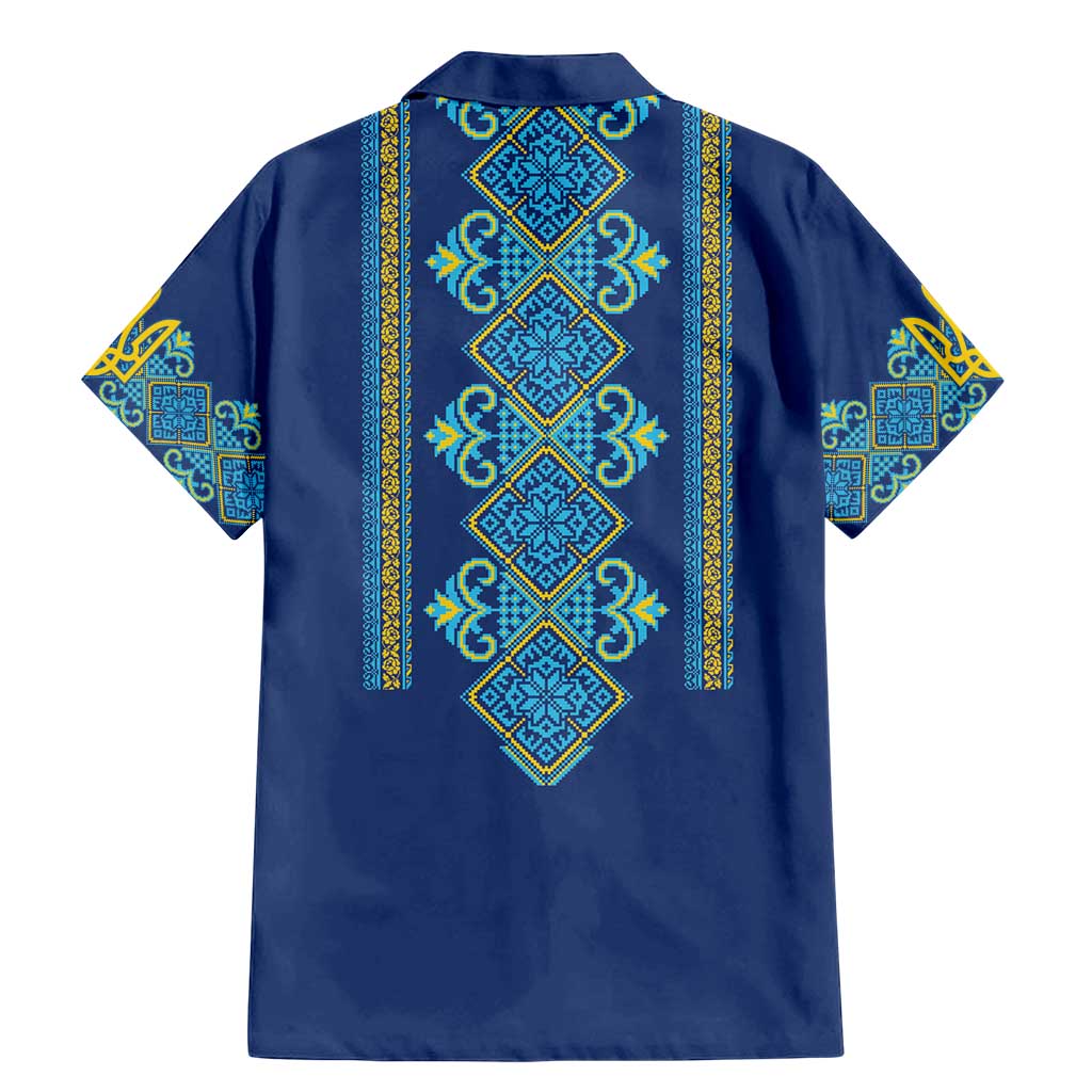 Vyshyvanka Day Family Matching Mermaid Dress and Hawaiian Shirt Ukrainian Folk Traditions Pattern Blue Version