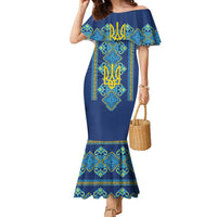 Vyshyvanka Day Family Matching Mermaid Dress and Hawaiian Shirt Ukrainian Folk Traditions Pattern Blue Version