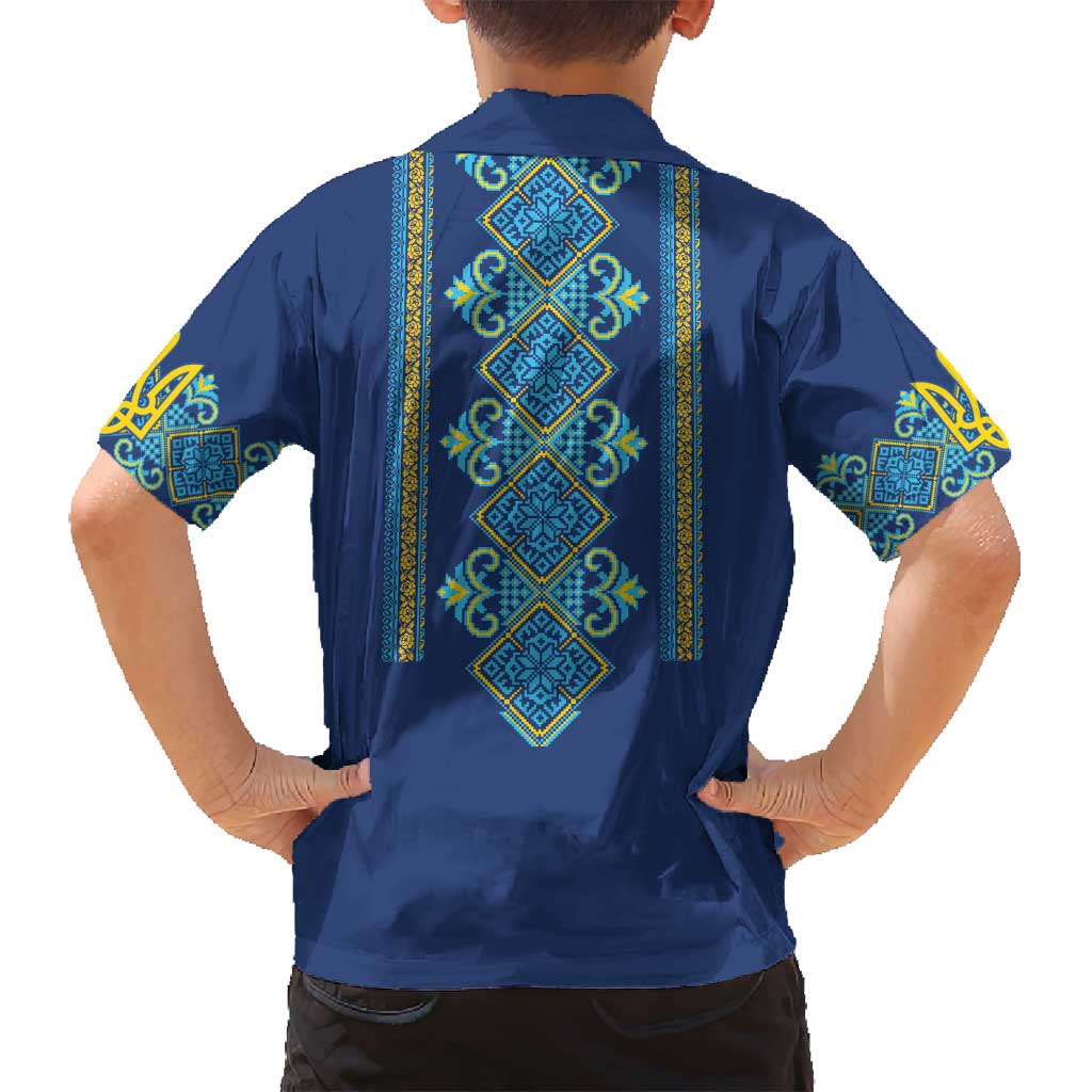 Vyshyvanka Day Family Matching Puletasi and Hawaiian Shirt Ukrainian Folk Traditions Pattern Blue Version